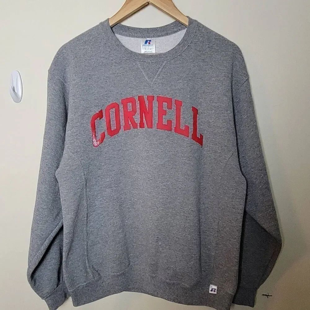 Vintage Cornell Russell Crewneck Grey Sweatshirt Medium Unisex
